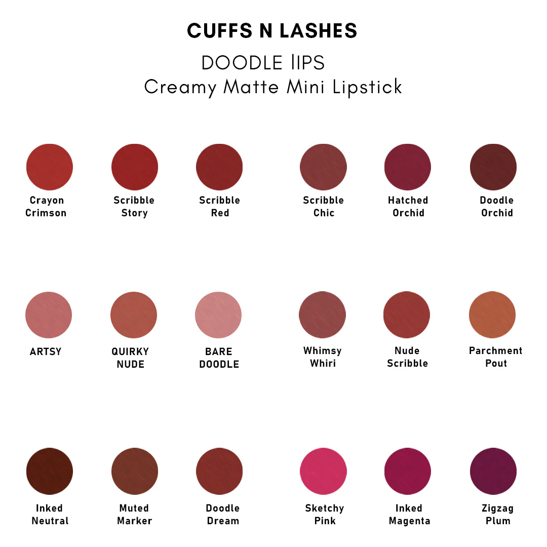 Cuffs N Lashes Doodle Lips Mini Creamy Matte Lipsticks (Set of 3) - Image 5