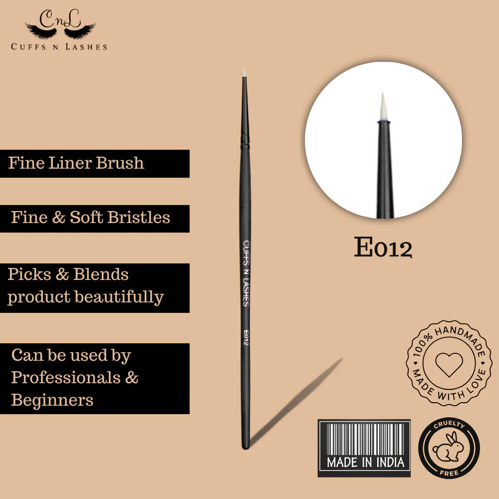 Cuffs N Lashes makeup Brush , E012 Fine Liner Brush - Image 5