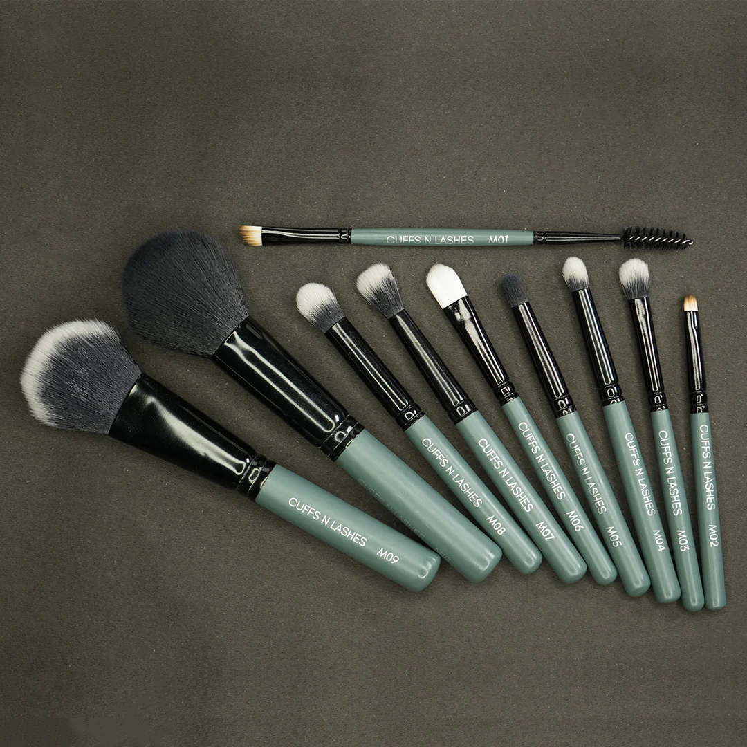 Cuffs N Lashes Mini Makeup Brushes Set Of 10 - Image 3