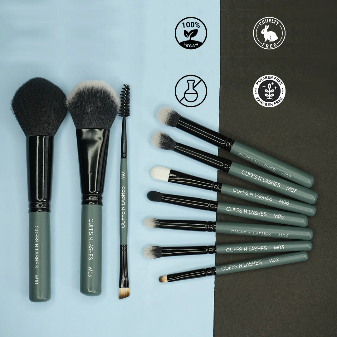 Cuffs N Lashes Mini Makeup Brushes Set Of 10 - Image 7