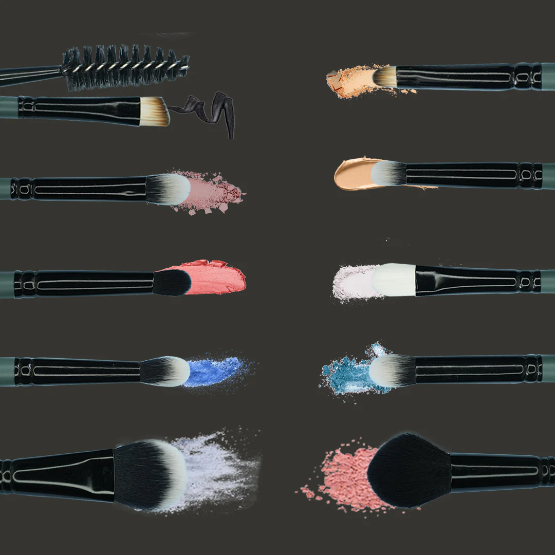 Cuffs N Lashes Mini Makeup Brushes Set Of 10 - With Sponge - Image 6