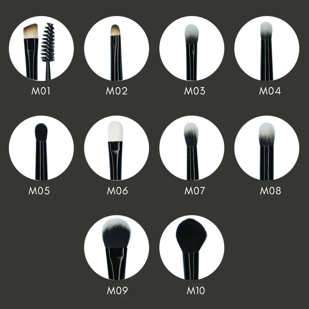 Cuffs N Lashes Mini Makeup Brushes Set Of 10 - With Sponge - Image 9