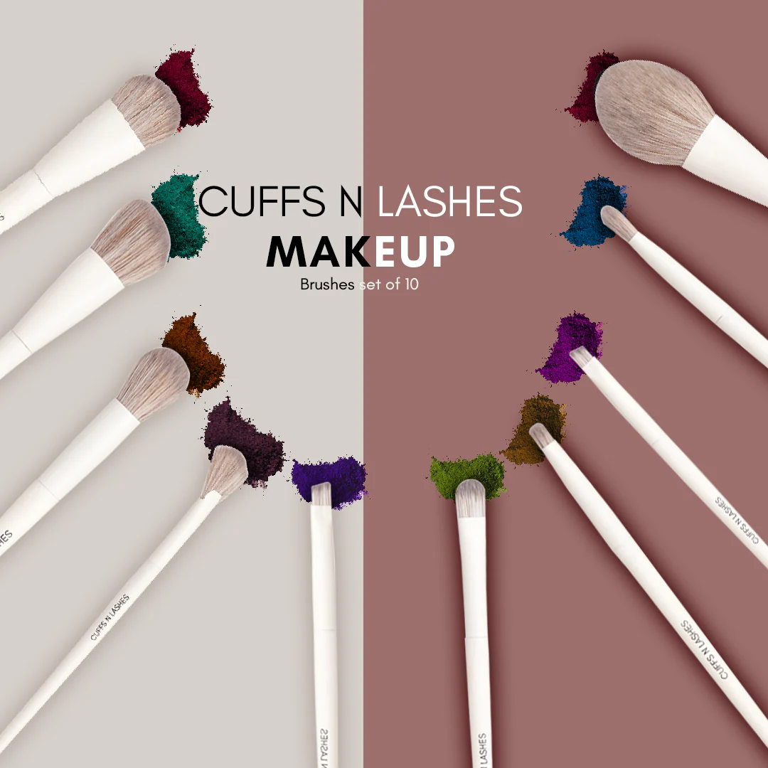 Cuffs N Lashes Pro Makeup Brush Set of 10 - Image 3