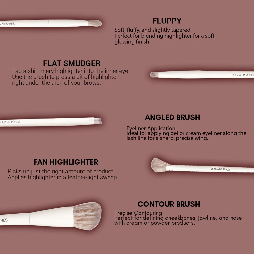 Cuffs N Lashes Pro Makeup Brush Set of 10 - Image 5
