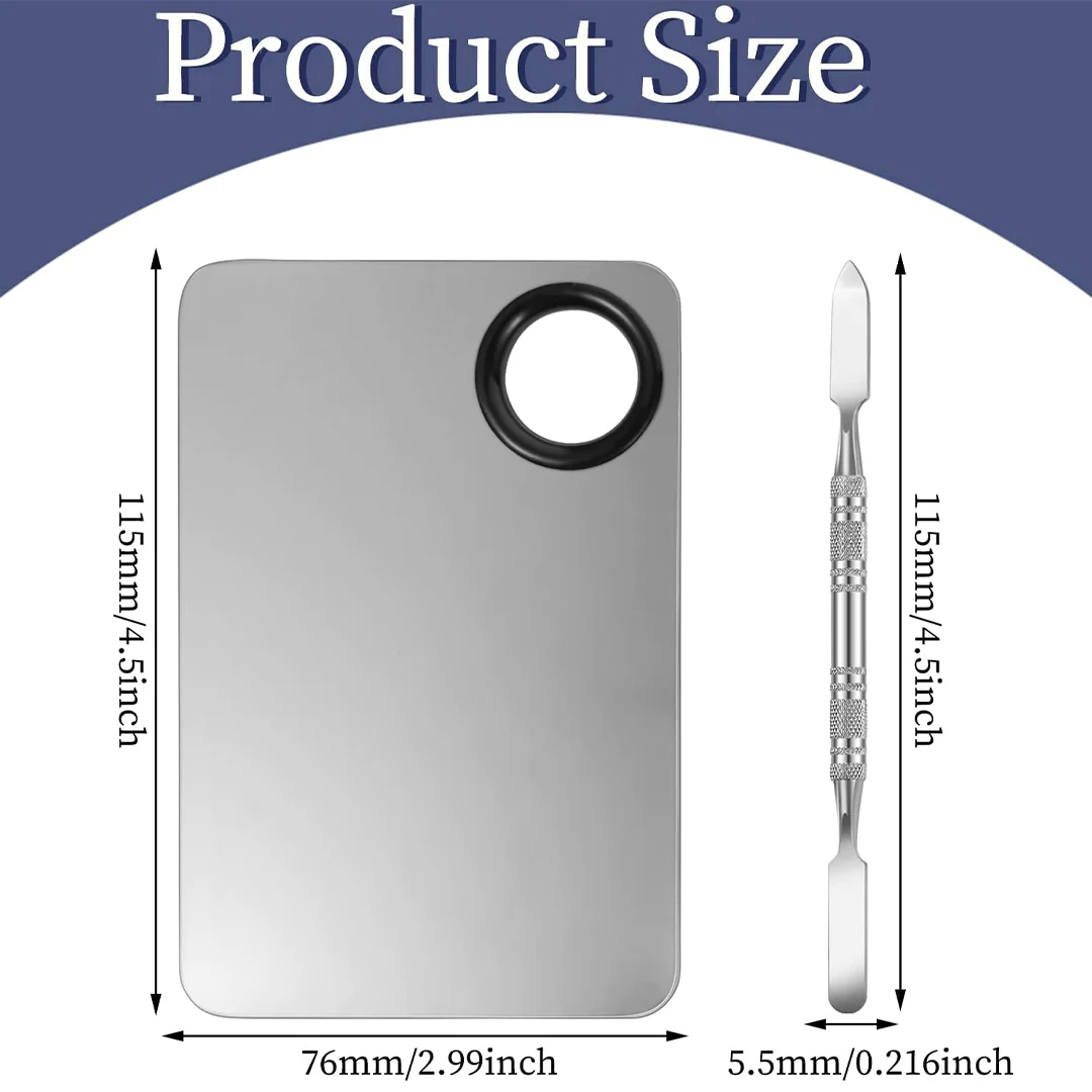 Cuffs N Lashes Stainless Steel Makeup Mixing Plate With Spatula - Image 4