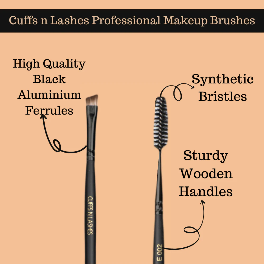 Cuffsnlashes Makeup Brushes E002 - Fine Angled   Brow Brush & Spoolie - Image 3